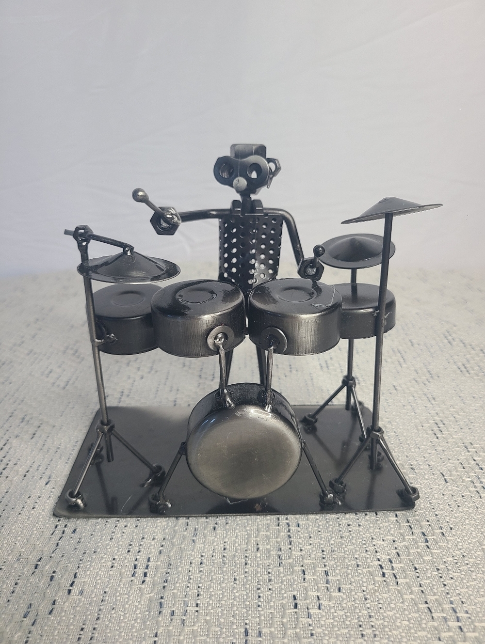 Metal Drummer Sculpture • Steampunk Industrial Music Decor